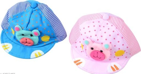 EMRACE YOUR LITTLE CHAMP / DOLL WITH COLOURFUL CARTOON CAP FOR BABY BOY GIRLS KIDS - 0-6 Months, Cotton, Multipack 1